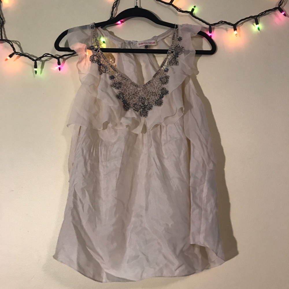 Rebecca Taylor Silk Embroidered Tank Top